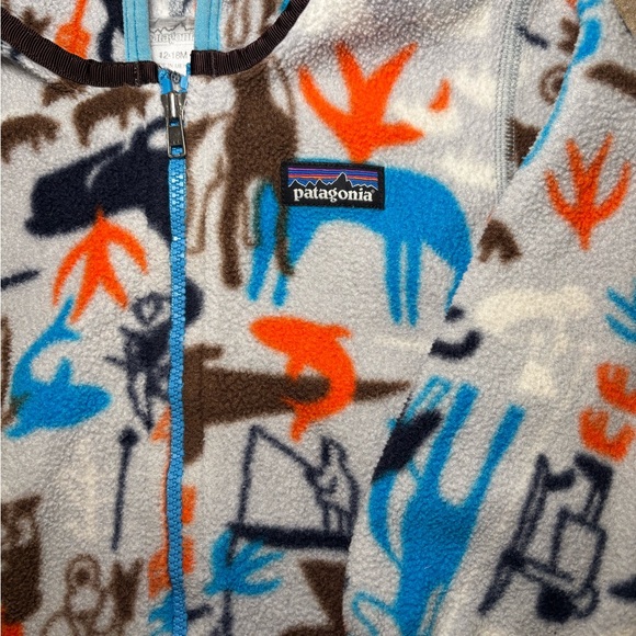 Patagonia Kids' Animal Print Fleece Hoodie Full Zip Size 12-18 Months - Picture 2 of 5